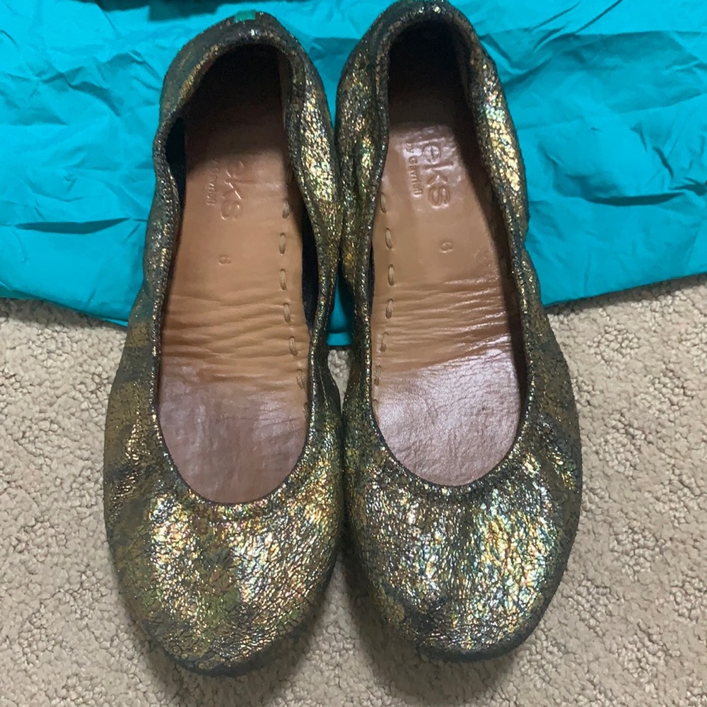 Tieks Starstruck Gold Leather Ballet Flats